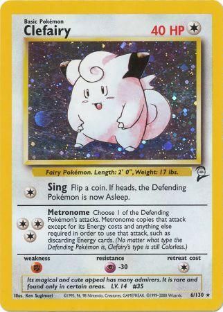 Pokemon Single Card - Base Set 2 006/130 Clefairy Rare Holo Med Play Condition