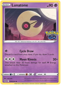 Pokemon Single Card - Pokemon GO 034/078 Lunatone Uncommon Pack Fresh