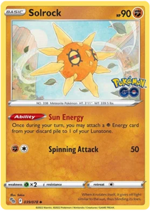 Pokemon Single Card - Pokemon GO 039/078 Solrock Uncommon Pack Fresh