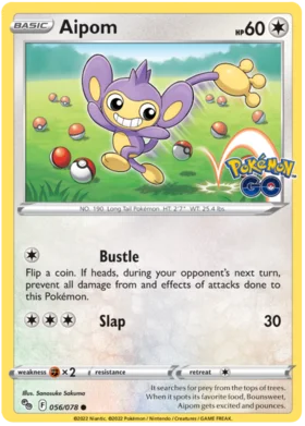 Pokemon Single Card - Pokemon GO 056/078 Aipom Common Pack Fresh