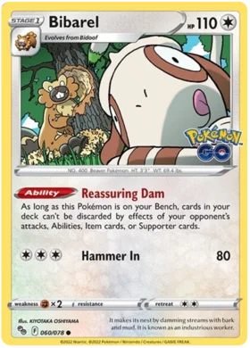 Pokemon Single Card - Pokemon GO 060/078 Bibarel Common Pack Fresh