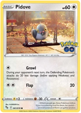 Pokemon Single Card - Pokemon GO 061/078 Pidove Common Pack Fresh