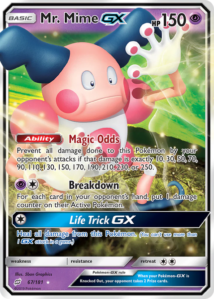 Pokemon Single Card - Team Up 067/181 Mr. Mime GX Mint Condition