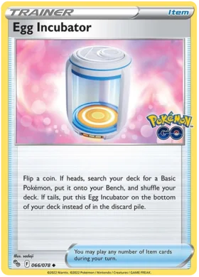 Pokemon Single Card - Pokemon GO 066/078 Egg Incubator Uncommon Pack Fresh