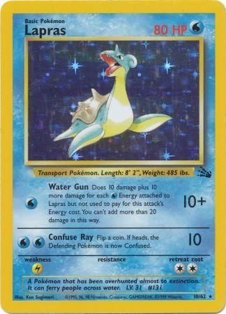 Pokemon Single Card - Fossil Set 10/62 Lapras Rare Holo Near Mint