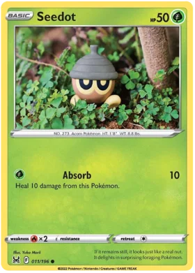Pokemon Single Card - Lost Origin 011/196 Seedot Common Pack Fresh