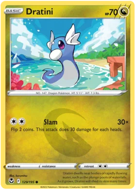 Pokemon Single Card - Silver Tempest 129/195 Dratini Common Pack Fresh