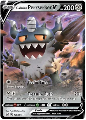 Pokemon Single Card - Lost Origin 129/196 Galarian Perrserker V Pack Fresh