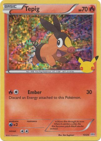 Pokemon Single Card - McDonalds 2021 25th Anniversary Promo 13/25 Tepig Holo