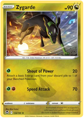 Pokemon Single Card - Silver Tempest 134/195 Zygarde Rare Pack Fresh