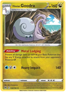 Pokemon Single Card - Lost Origin 134/196 Hisuian Goodra Holo Rare Pack Fresh