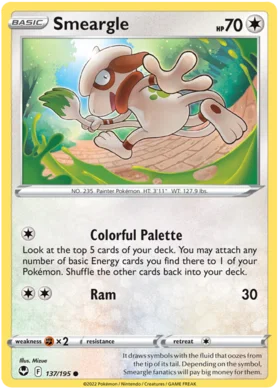 Pokemon Single Card - Silver Tempest 137/195 Smeargle Common Pack Fresh