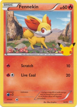 Pokemon Single Card - McDonalds 2021 25th Anniversary Promo 14/25 Fennekin