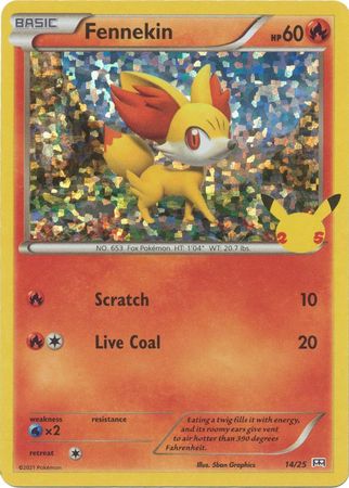 Pokemon Single Card - McDonalds 2021 25th Anniversary Promo 14/25 Fennekin Holo