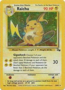 Pokemon Single Card - Fossil Set 14/62 Raichu Rare Holo