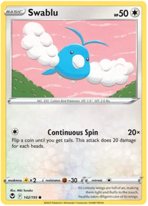 Pokemon Single Card - Silver Tempest 142/195 Swablu Common Pack Fresh