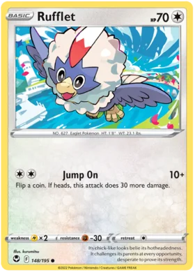 Pokemon Single Card - Silver Tempest 148/195 Rufflet Common Pack Fresh