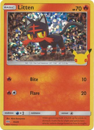 Pokemon Single Card - McDonalds 2021 25th Anniversary Promo 15/25 Litten Holo