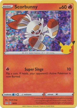 Pokemon Single Card - McDonalds 2021 25th Anniversary Promo 16/25 Scorbunny Holo