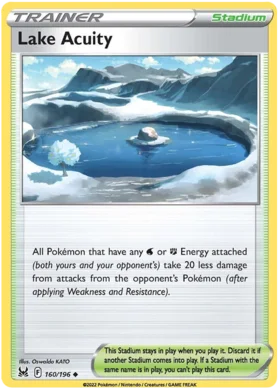 Pokemon Single Card - Lost Origin 160/196 Lake Acuity Uncommon Pack Fresh