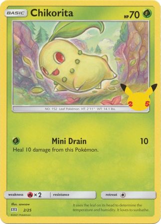 Pokemon Single Card - McDonalds 2021 25th Anniversary Promo 02/25 Chikorita