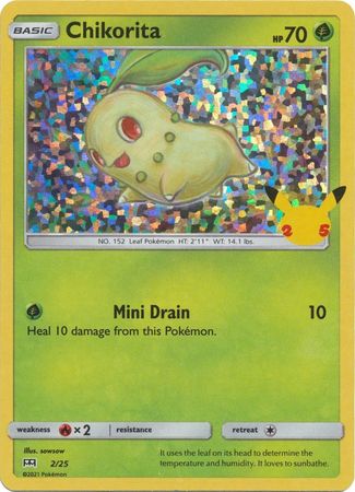 Pokemon Single Card - McDonalds 2021 25th Anniversary Promo 02/25 Chikorita Holo