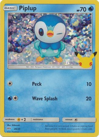 Pokemon Single Card - McDonalds 2021 25th Anniversary Promo 20/25 Piplup Holo