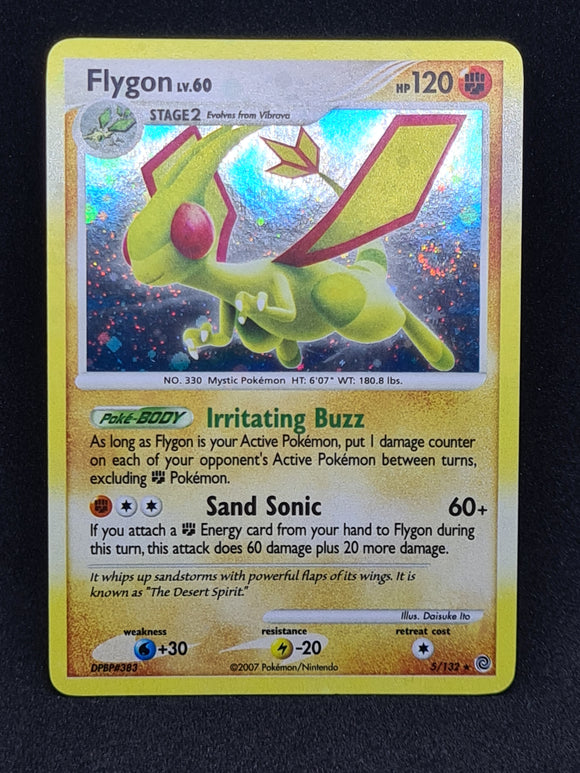 Pokemon Single Card - Dimond & Pearl Secret Wonders 005/132 Flygon Rare Holo Near Mint Condition with Swirl