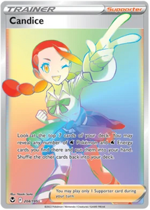 Pokemon Single Card - Silver Tempest 204/195 Candice Rainbow Secret Rare Pack Fresh