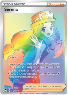 Pokemon Single Card - Silver Tempest 207/195 Serena Rainbow Secret Rare Pack Fresh