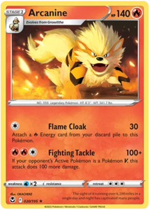 Pokemon Single Card - Silver Tempest 020/195 Arcanine Rare Pack Fresh