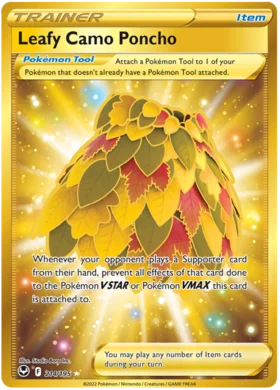 Pokemon Single Card - Silver Tempest 214/195 Leafy Camo Poncho Gold Secret Rare Pack Fresh