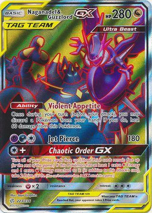 Pokemon Single Card - Cosmic Eclipse 223/236 Naganadel & Guzzlord GX Ultra Rare Full Art Pack Fresh