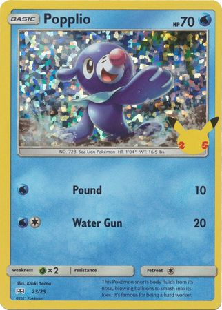 Pokemon Single Card - McDonalds 2021 25th Anniversary Promo 23/25 Popplio Holo