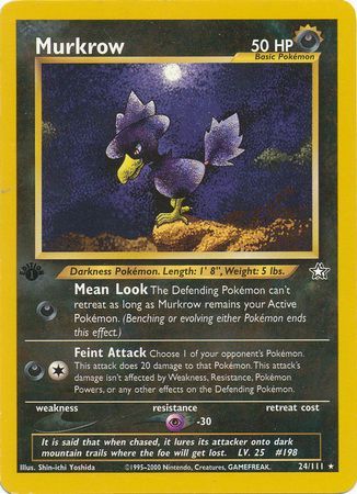 Pokemon Single Card - 1st Edition Neo Genises 024/111 Murkrow Rare Med Play Condition