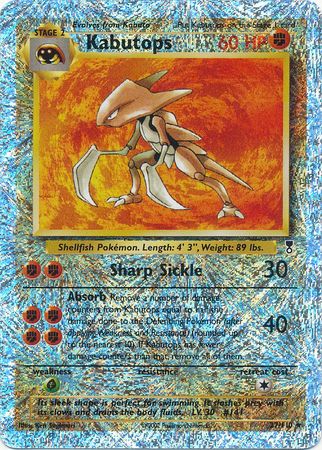 Pokemon Single Card - Legendary Collection 27/110 Reverse Holo Kabutops Near Mint Condition