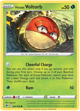 Pokemon Single Card - Astral Radiance 002/189 Hisuian Voltorb Common Pack Fresh
