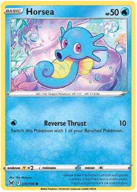 Pokemon Single Card - Lost Origin 035/196 Horsea Common Pack Fresh