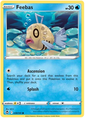 Pokemon Single Card - Silver Tempest 039/195 Feebas Common Pack Fresh