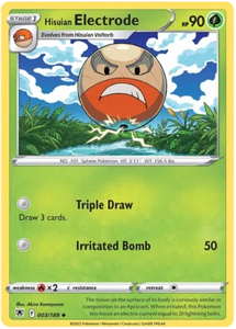 Pokemon Single Card - Astral Radiance 003/189 Hisuian Electrode Uncommon Pack Fresh