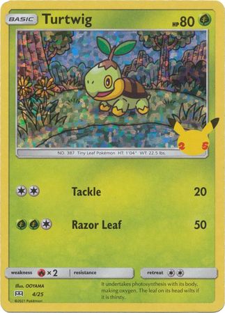 Pokemon Single Card - McDonalds 2021 25th Anniversary Promo 04/25 Turtwig Holo