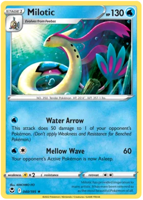 Pokemon Single Card - Silver Tempest 040/195 Milotic Rare Pack Fresh