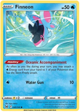 Pokemon Single Card - Lost Origin 040/196 Finneon Common Pack Fresh