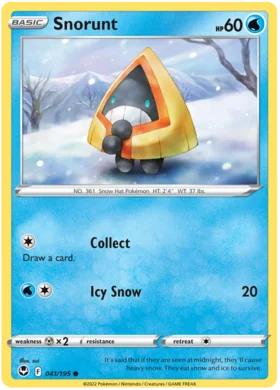 Pokemon Single Card - Silver Tempest 041/195 Snorunt Common Pack Fresh