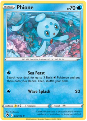 Pokemon Single Card - Silver Tempest 045/195 Phione Rare Pack Fresh