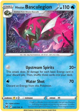 Pokemon Single Card - Lost Origin 045/196 Hisuian Basculegion Holo Rare Pack Fresh