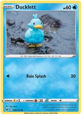 Pokemon Single Card - Lost Origin 046/196 Ducklett Common Pack Fresh
