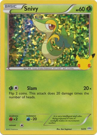 Pokemon Single Card - McDonalds 2021 25th Anniversary Promo 05/25 Snivy Holo