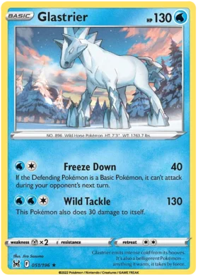 Pokemon Single Card - Lost Origin 051/196 Glastrier Holo Rare Pack Fresh