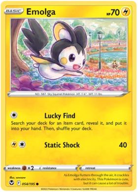 Pokemon Single Card - Silver Tempest 054/195 Emolga Common Pack Fresh